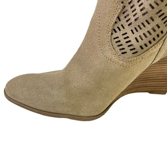 Crown Vintage Iris Womens Suede Stacked Wedge Western Leather Boots Ankle sz 8 - Picture 5 of 16